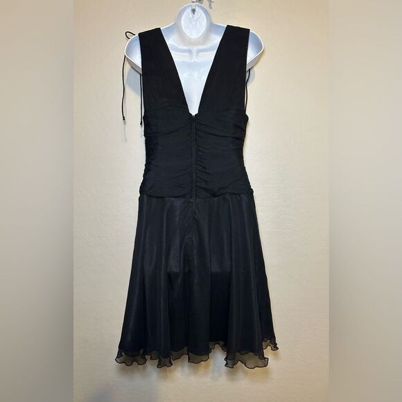 VTG Y2K Express Black Silk Mini Party Dress whimsygoth Goth Fairycore 2000’s 8 - Picture 5 of 10